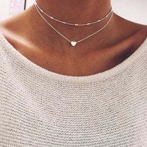 3 for $20 Silver layers Love Heart Necklace
